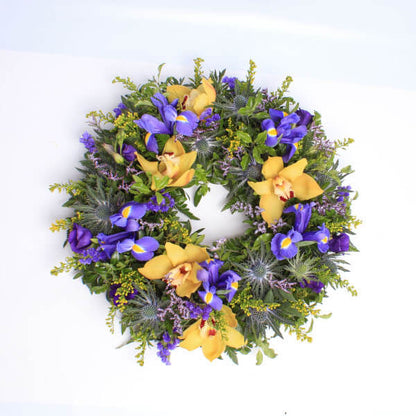 Orchid and Iris Wreath